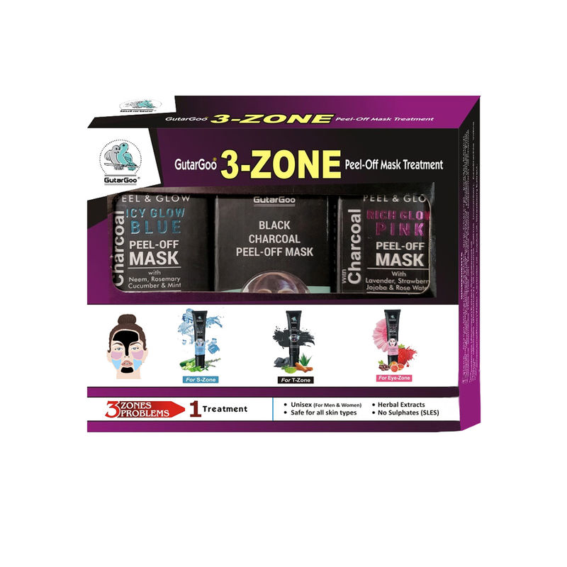 GutarGoo Instant Glow 3-Zone Charcoal Peel Off MultiMasking Treatment Kit
