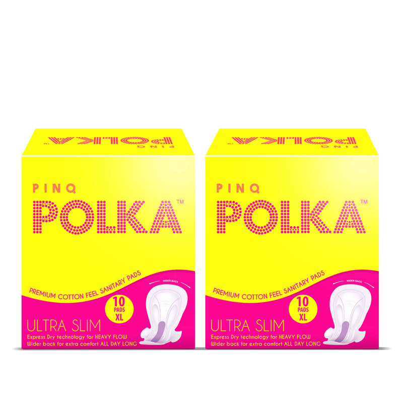 PINQ POLKA Premium Cotton Feel Sanitary Pads Combo - XL (Pack Of 2)