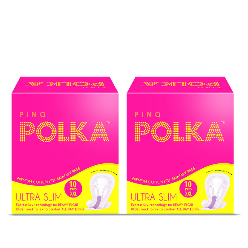 PINQ POLKA Premium Cotton Feel Sanitary Pads Combo - XXL (Pack Of 2)