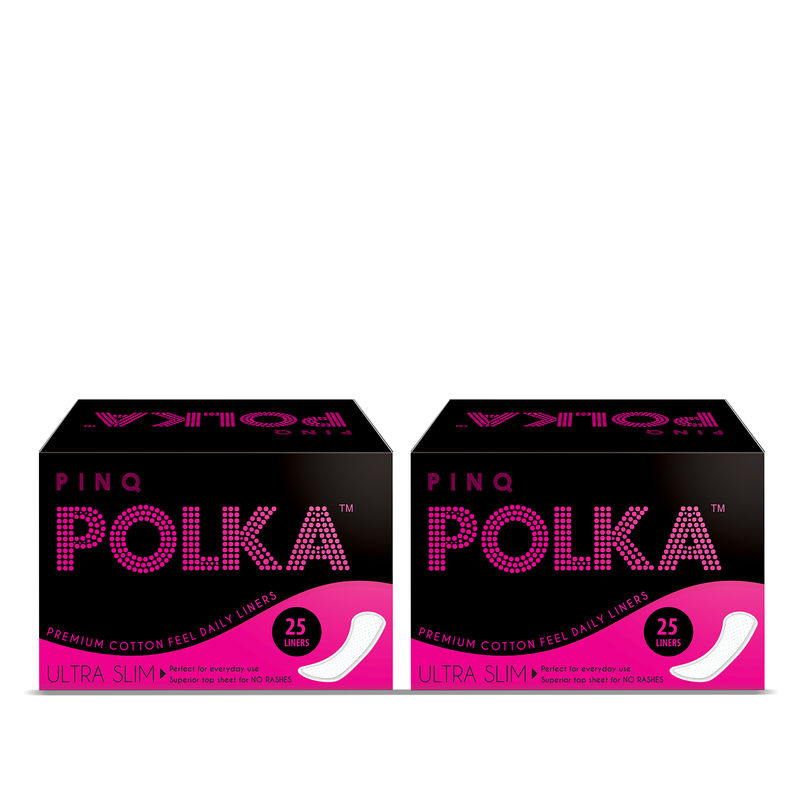 PINQ POLKA Premium Cotton Feel Sanitary Pads Combo - Daily Liners (Pack Of 2)