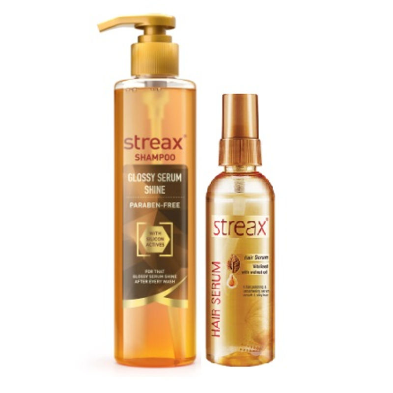 Streax Glossy Serum Shine Shampoo + Walnut Serum: Buy Streax Glossy Serum  Shine Shampoo + Walnut Serum Online at Best Price in India | Nykaa