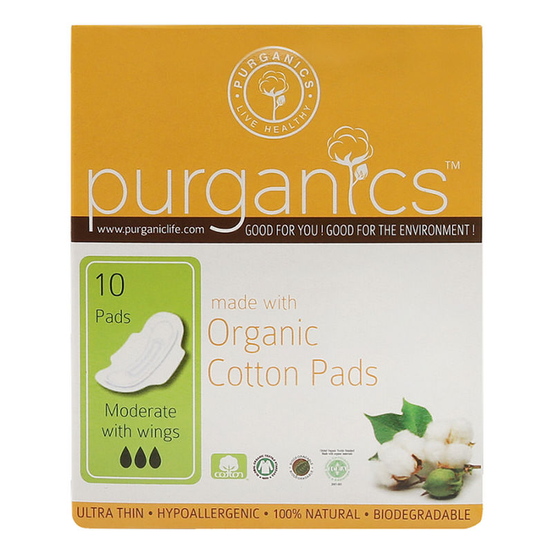 Purganics Organic Moderate Cotton Pads - 10 Pads