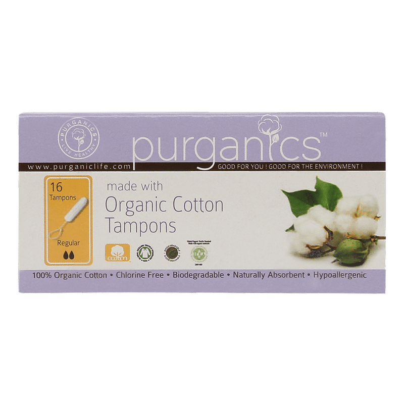 Purganics Organic Cotton Regular Tampons - 16 Pieces