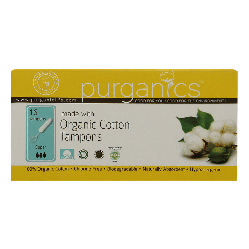 Purganics Organic Cotton Super Tampons - 16 Pieces