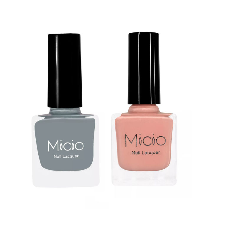 Micio Nail Lacquer - Ash Grey + Nude Elegance