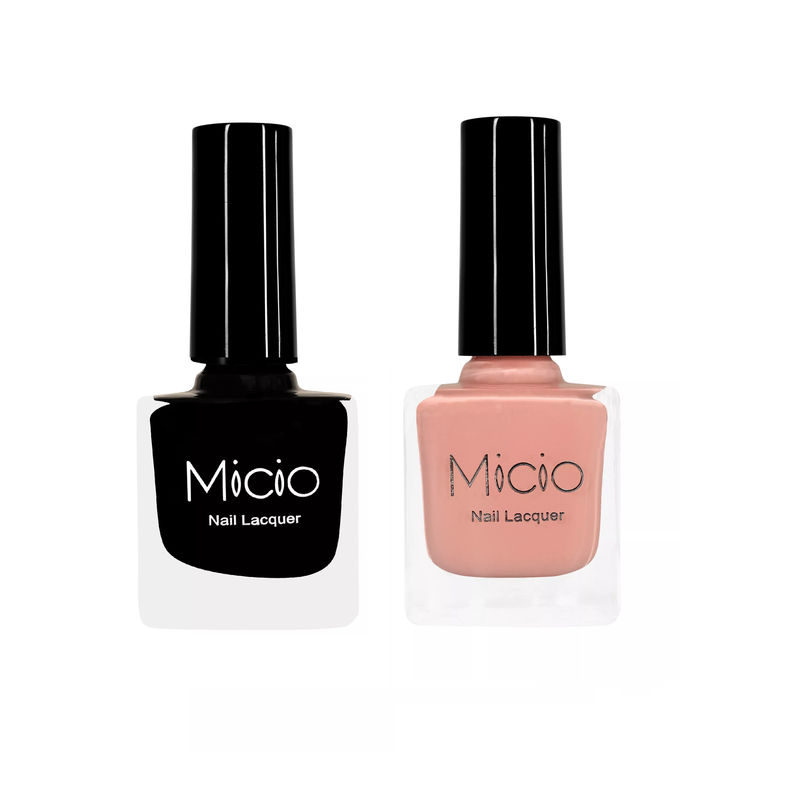 Micio Nail Lacquer - Sinful Black + Nude Elegance