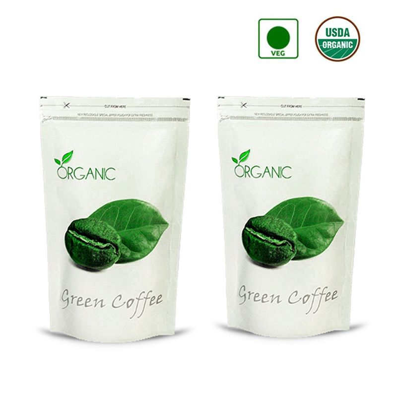 NutraVigour Organic Green Coffee Beans (Decaffeinated & Unroasted) (Pack Of 2)