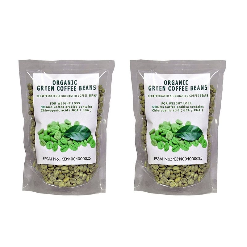 NutraVigour Organic Green Coffee Beans Decaffeinated Green Coffee (Pack Of 2)