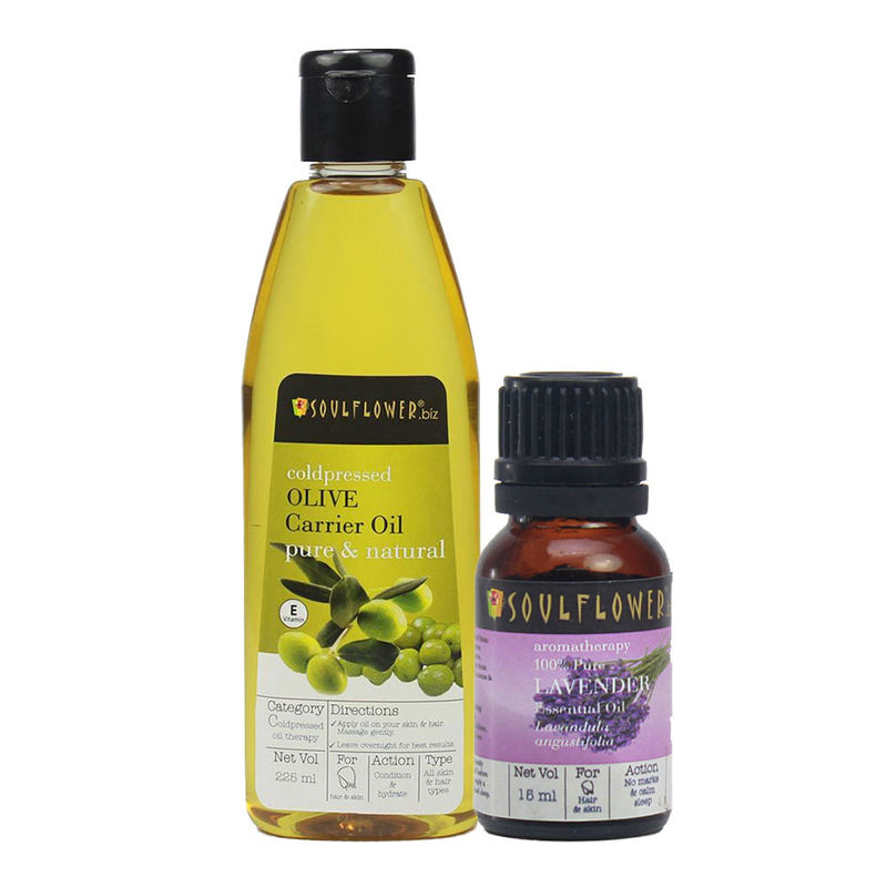 Soulflower Olive Carrier Oil & Lavendar Essential Oil Combo Buy