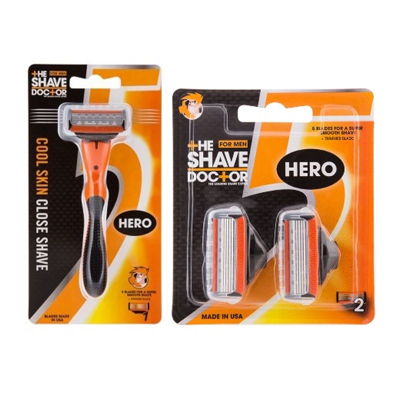 The Shave Doctor Hero Razor + Hero Blade - Packs of 2