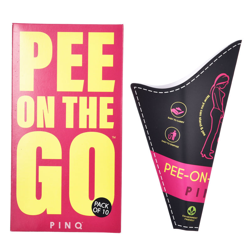 PINQ Pee-On-The- Go- (Pack of 10)- Bio Degradable & Eco Friendly Urination Funnels