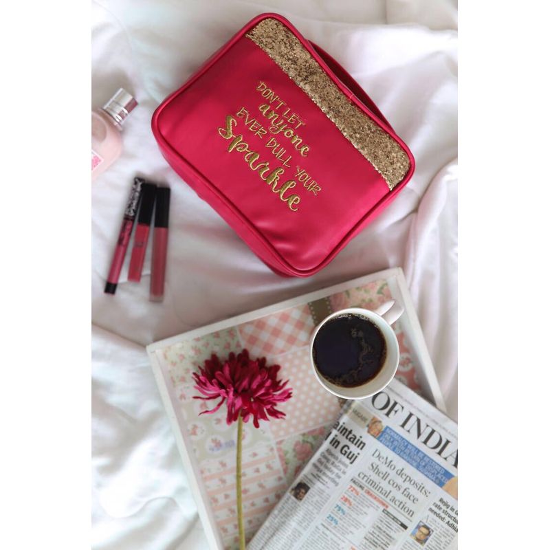 Organice Pink Glitter Don't Let Anyone Ever Dull Your Sparkle Cosmetic Organizer