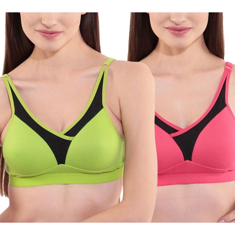 Floret Pack of 2 Full-Coverage Sports Bras T 3001 - Multi-Color (38B)