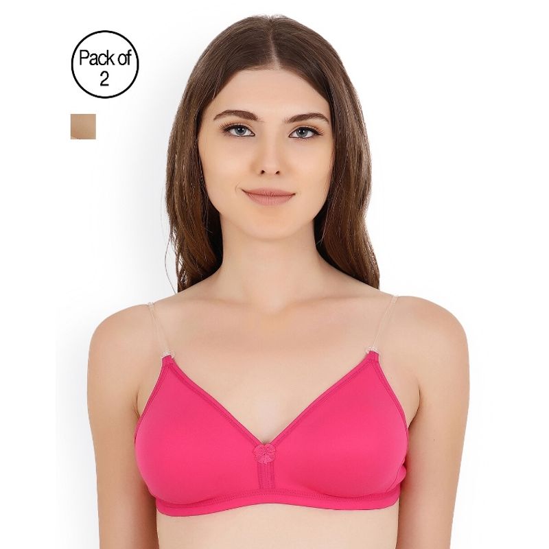 Floret Pack of 2 Solid T-shirt Bra - Multi-Color (30B)