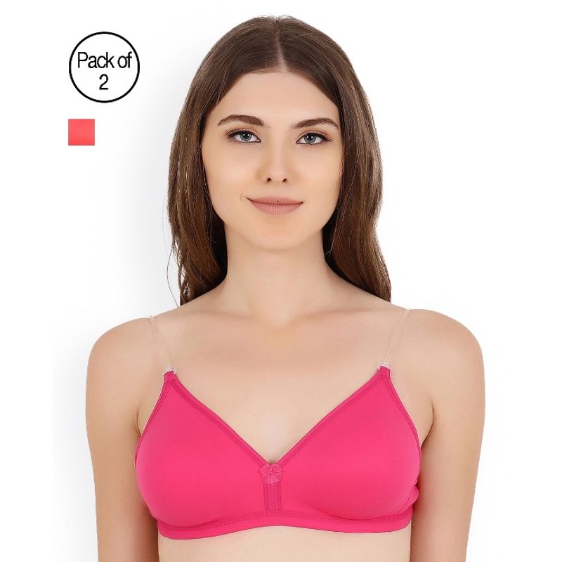 Floret Pack of 2 Solid T-shirt Bra - Multi-Color (30B)