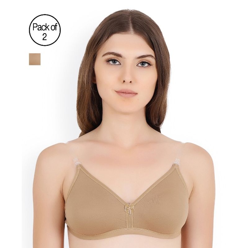 Floret Pack of 2 Solid T-shirt Bra - Nude (30B)