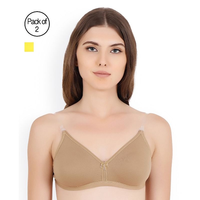 Floret Pack of 2 Solid T-shirt Bra - Multi-Color (30B)