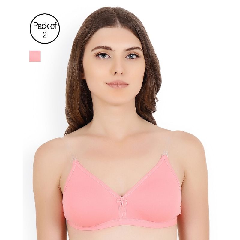 Floret Pack of 2 Solid T-shirt Bra - Pink (30B)