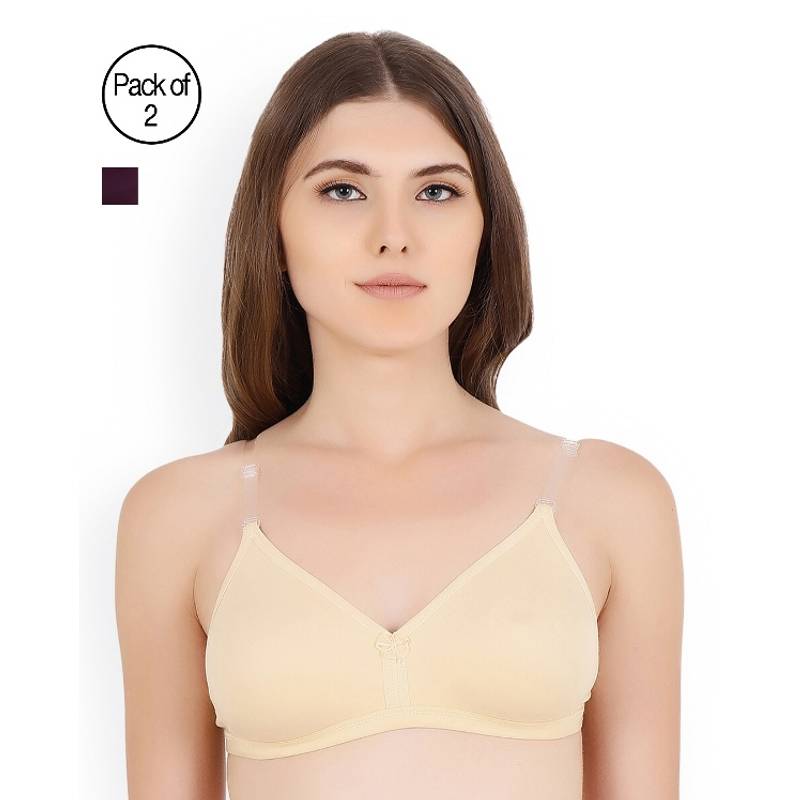 Floret Pack of 2 Solid T-shirt Bra - Multi-Color (30B)