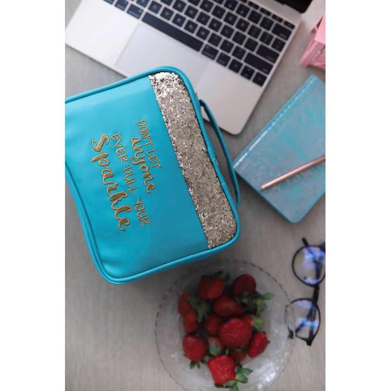 Organice Teal Glitter Don't Let Anyone Ever Dull Your Sparkle Cosmetic Organizer
