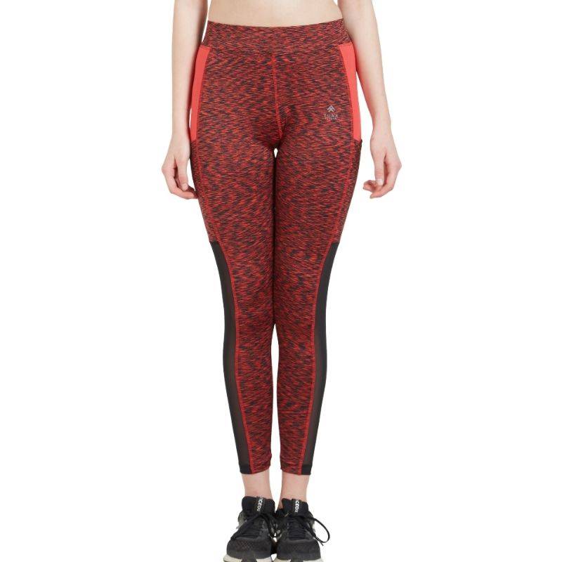 Tuna London Red Polycotton Lycra Printed Slim Fit Track Pant For Women (L)