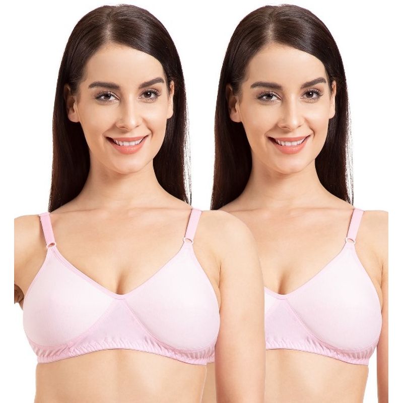 Tweens Pink Cotton Seamless Everyday Non Padded Bra - Pack of 2 (30C)