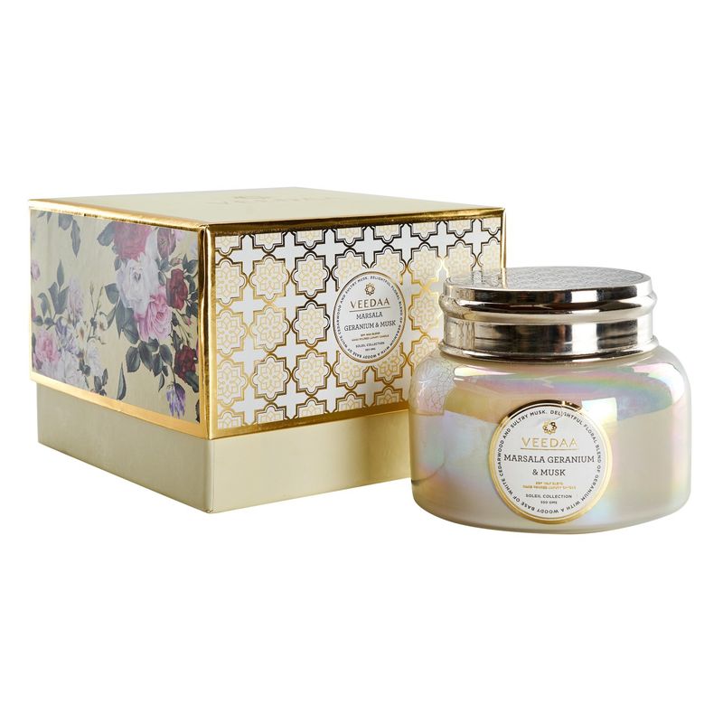 Veedaa Marsala Geranium And Musk Macaron Glass Scented Candle