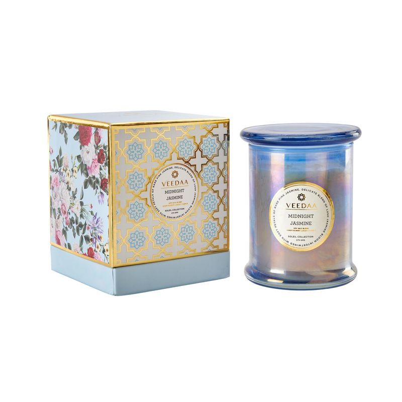 Veedaa Midnight Jasmine Danube Glass Scented Candle