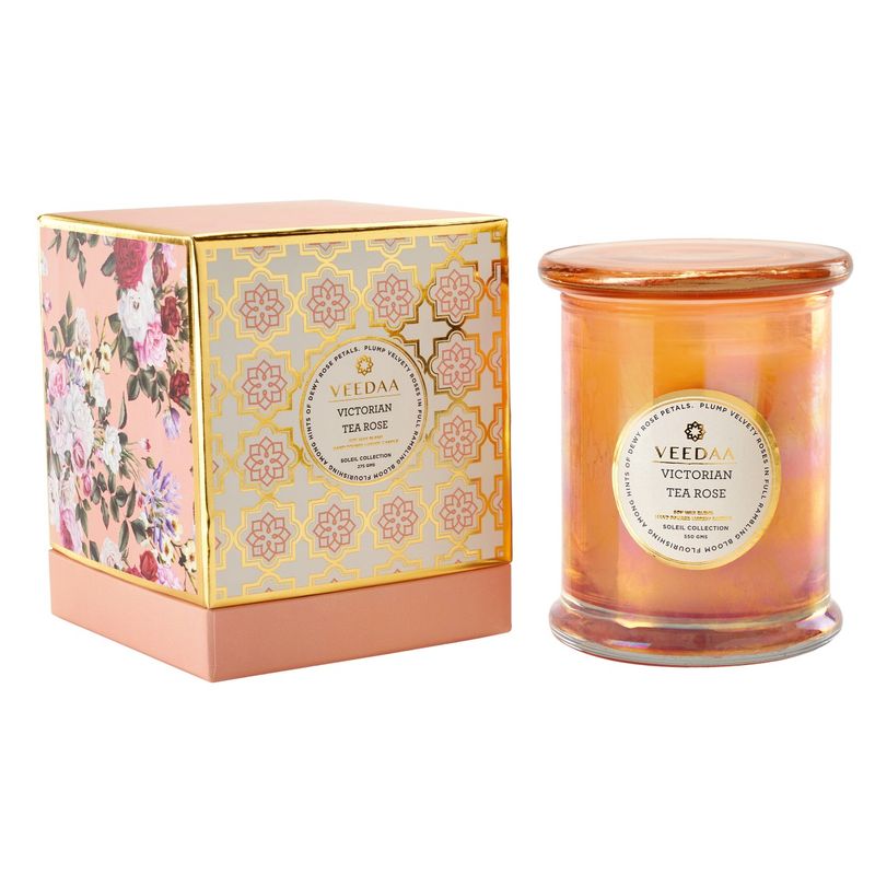 Veedaa Victorian Tea Rose Danube Glass Scented Candle