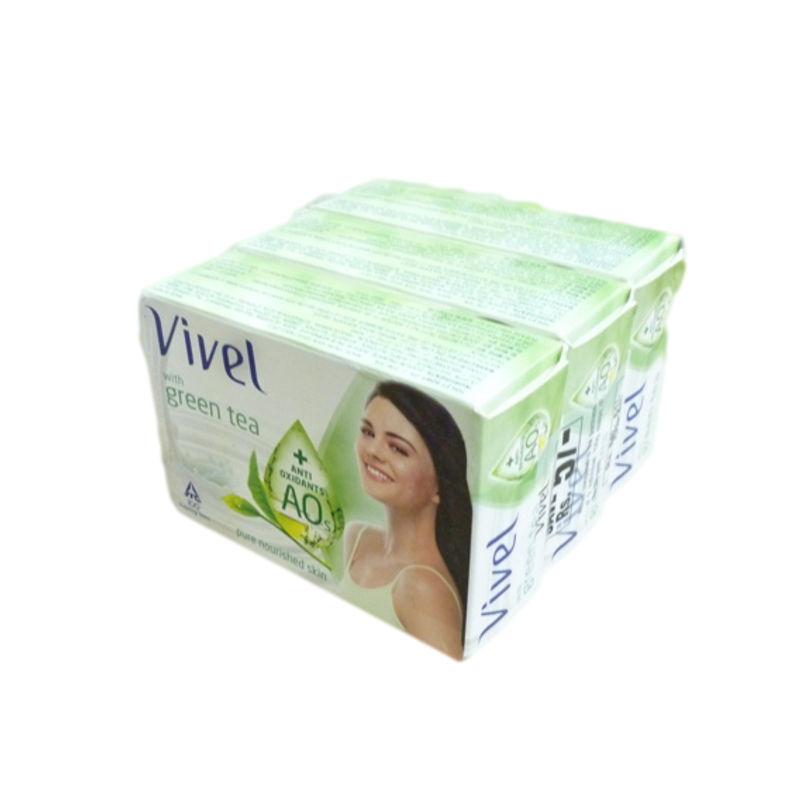Vivel Green Tea Soap (Pack of 4) Buy 3 Get One Free(100*4gm)