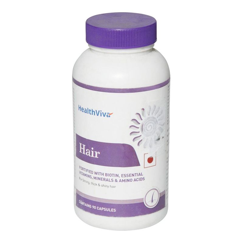 HealthViva Hair With Biotin 90 Capsules Unflavoured