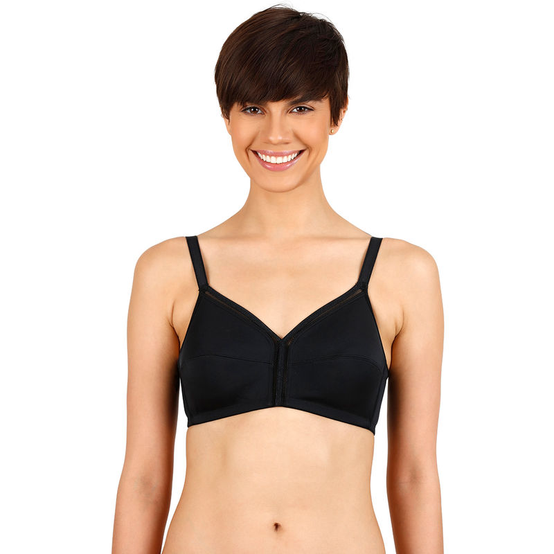 Zivame Essentials Side Smoothening Laminated Cup Wirefree Minimizer Bra - Black (38DD)