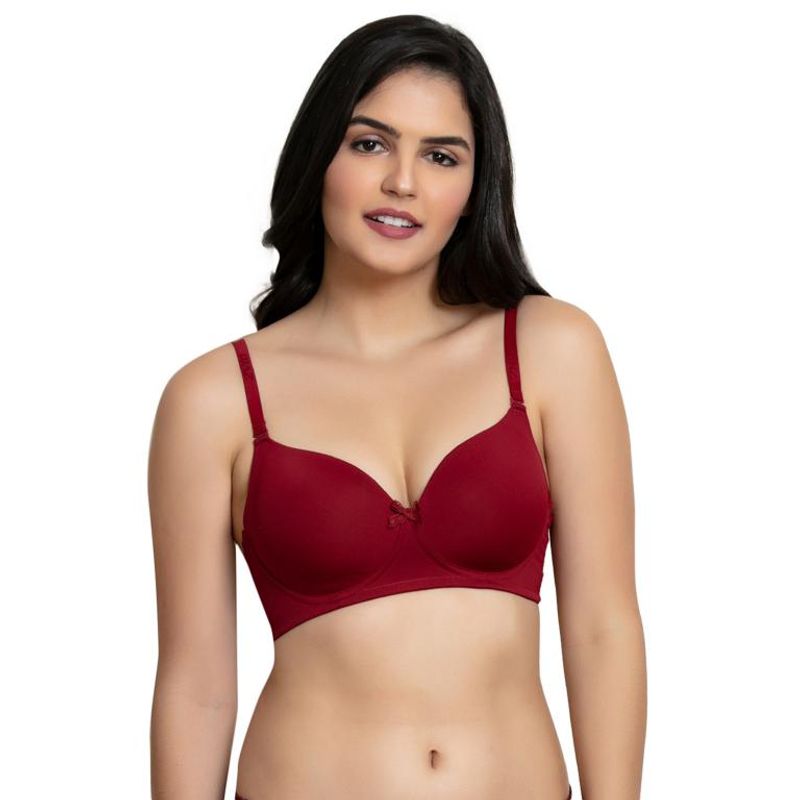 Zivame Padded Wired T-Shirt Bra - Maroon (34B)
