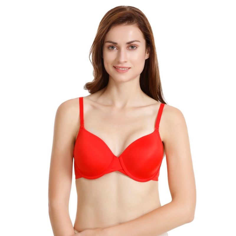 Zivame Beautiful Basics Underwired Bra - Red (32D)