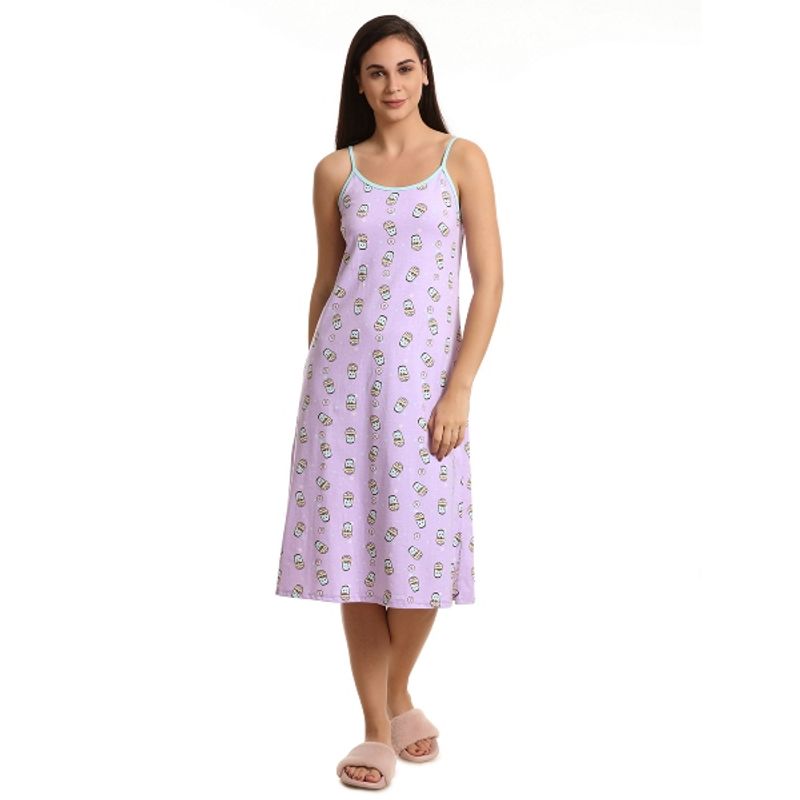 Zivame Coffee Times Three Fourth Nighty - Lavedner N Print: Buy Zivame Coffee Times Three Fourth 