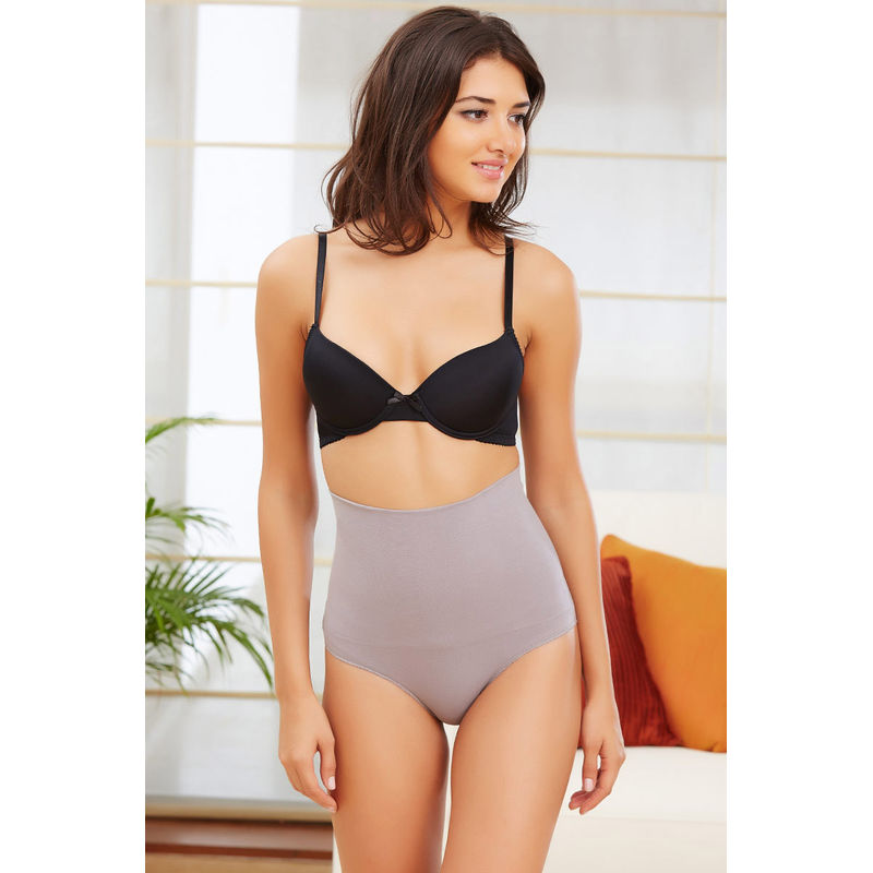 Zivame Everyday Shaping Cotton Midwaist Seamless Hipster Panty - Grey (M)