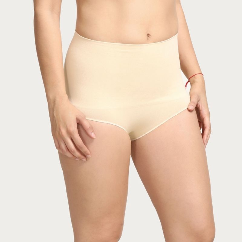 Zivame Everyday Shaping Cotton Midwaist Seamless Hipster Panty - Nude (M)