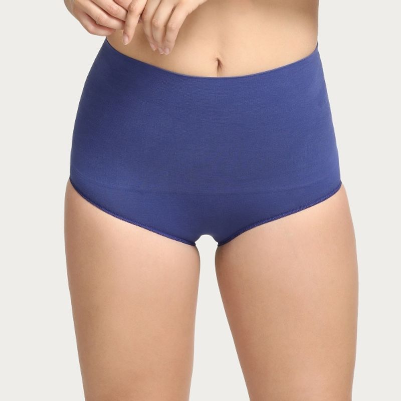 Zivame Everyday Shaping Cotton Midwaist Seamless Hipster Panty - Blue (M)