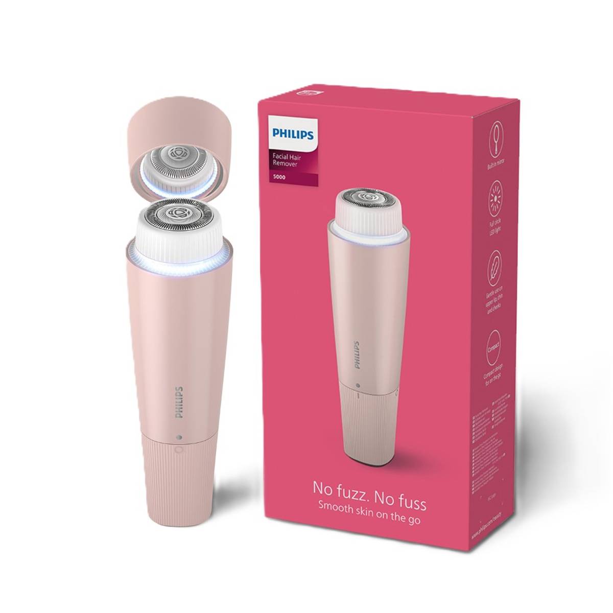 Philips Facial Hair Remover | Built in Mirror & LED Light | ...