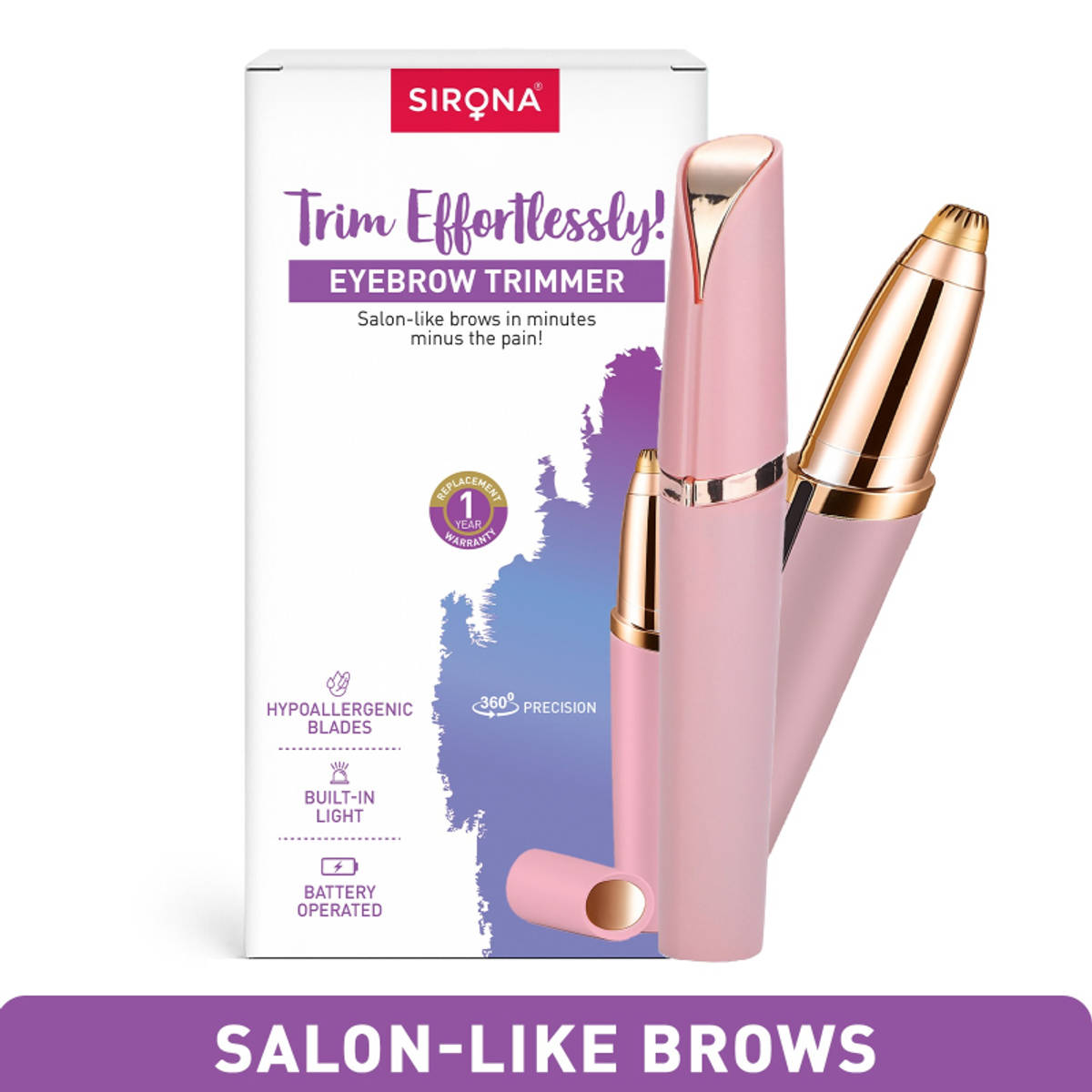 Sirona Eyebrow Trimmer for Women with Built-In Light | Preci...