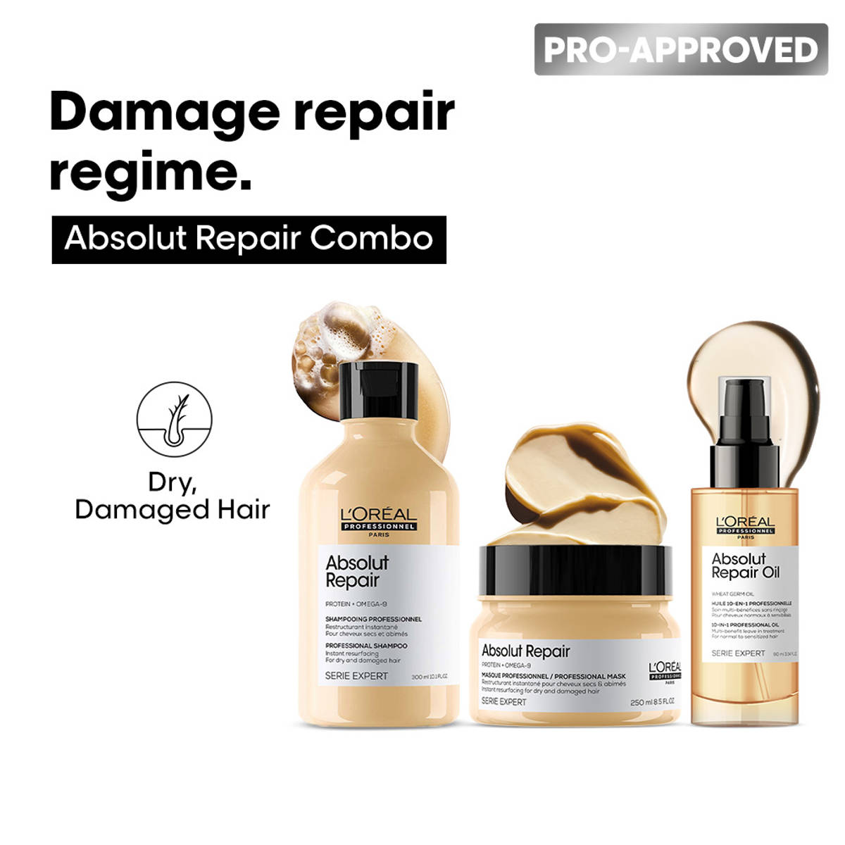 L'Oréal Professionnel Absolut Repair Shampoo, Hair Mask & Ha...
