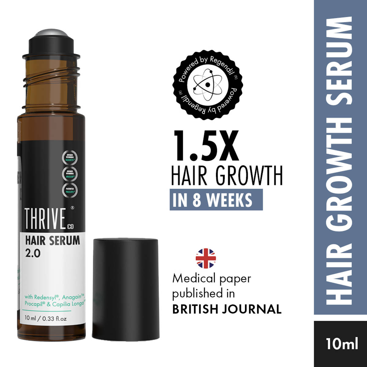 ThriveCo Hair Growth Serum Roll On 2.0 With Redensyl, Rosema...