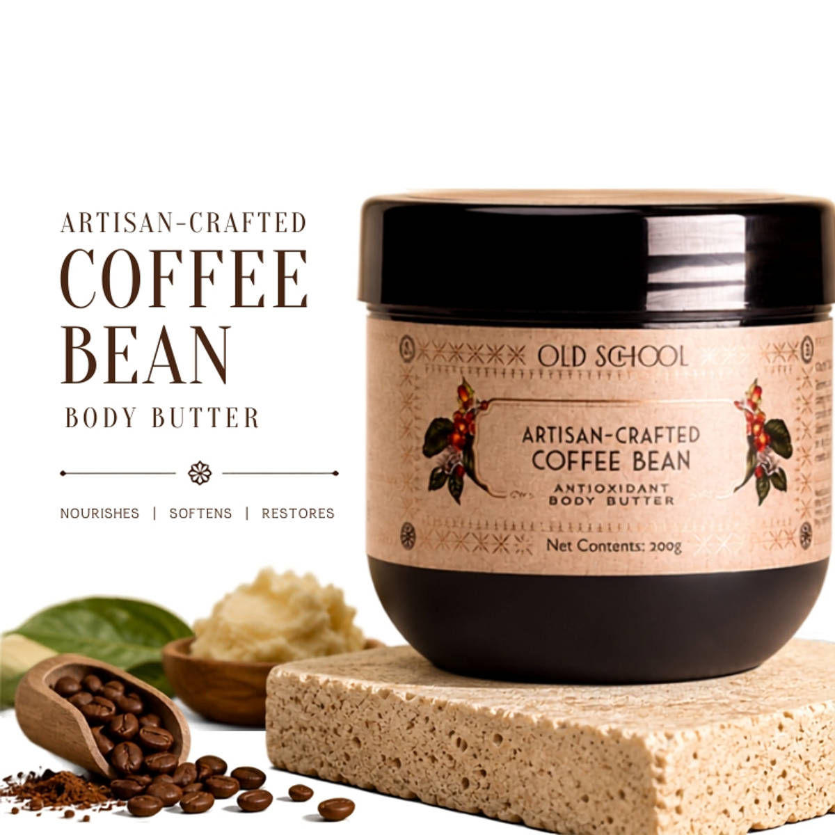 Old School Artisan Crafted Coffee Bean Antioxidant Body Butt...
