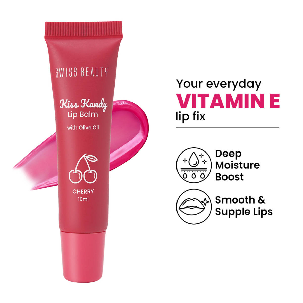 Swiss Beauty Kiss Kandy Tinted Lip Balm, Non-Sticky with Oli...