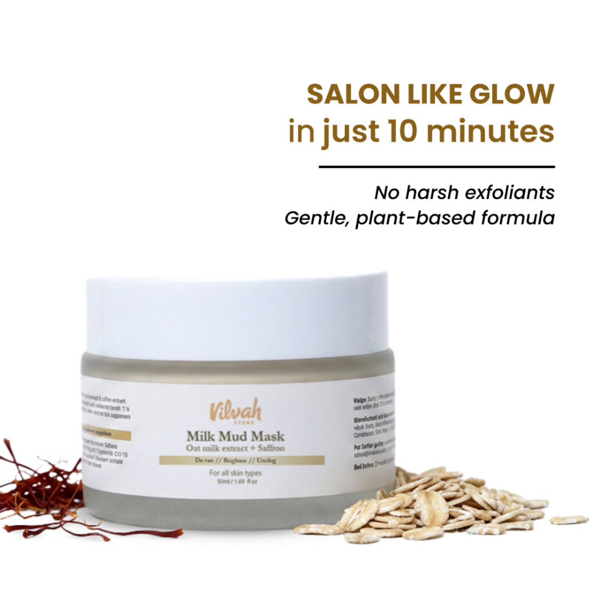 VILVAH Milk Mud Skin Mask with oat milk extracts, Kaolin Cla...