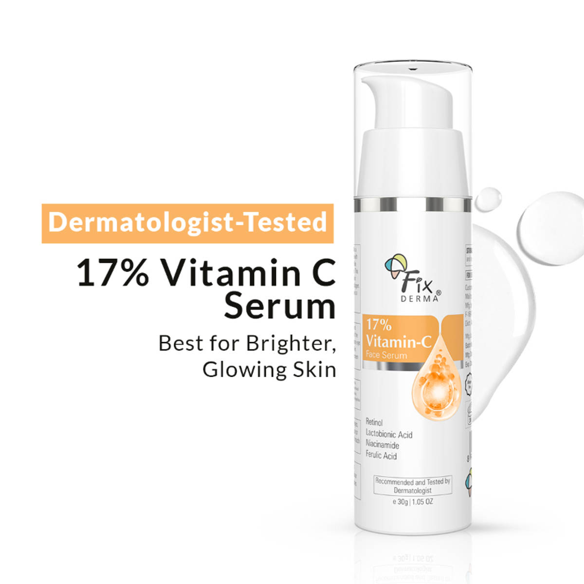 Fixderma 17% Vitamin C Face Serum With Retinol & Niacinamide