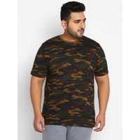 Urbano Plus Men Green Military Camouflage Printed Half Sleeve Regular Fit Cotton T-Shirt