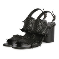 Saint G Black Woven Leather Block Heel Sandals