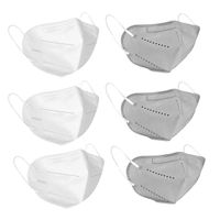 Fabula Pack of 6 KN95/N95 Anti-Pollution Reusable 5 Layer Mask (Grey,White)
