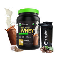 Fitspire Gold Standard 100% Whey Protein Isolate with Shaker - 1 kg/2.2 lb - Coffee - 30 Serving